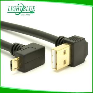 Gold Plated <strong>USB</strong> <strong>2.0</strong> Male to Micro <strong>USB</strong> 5Pin Male 90 Degree Down Angled Charge Data Transfer Extension Cable