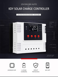 WiFi PWMソーラー充電コントローラーソーラーパネルバッテリー充電器自動レギュレーター30A CE、ROHS、FCCソーラーコントローラー (LCDおよびUSB付き) - Product Image 3