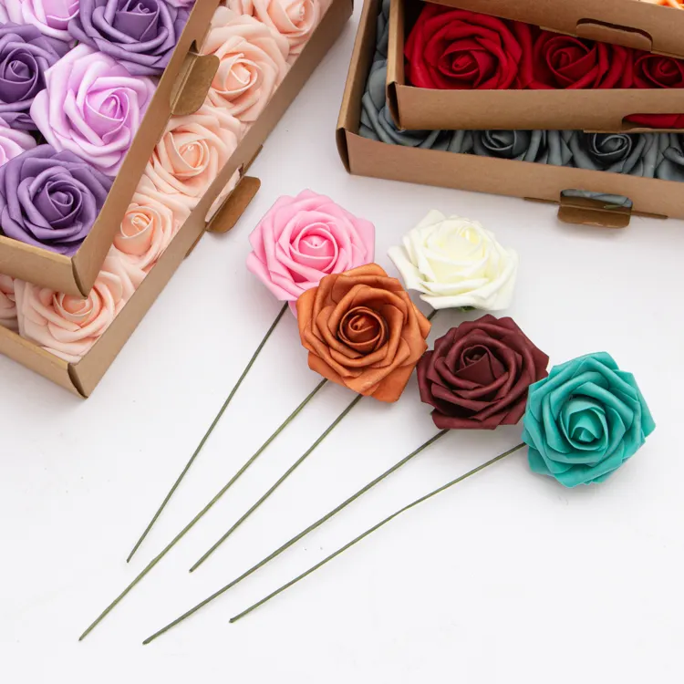 High Quality 3 inch  Artificial Foam Roses Flower Gift Box for Wedding Decoration Flowers For Decoration Wedding Artificial