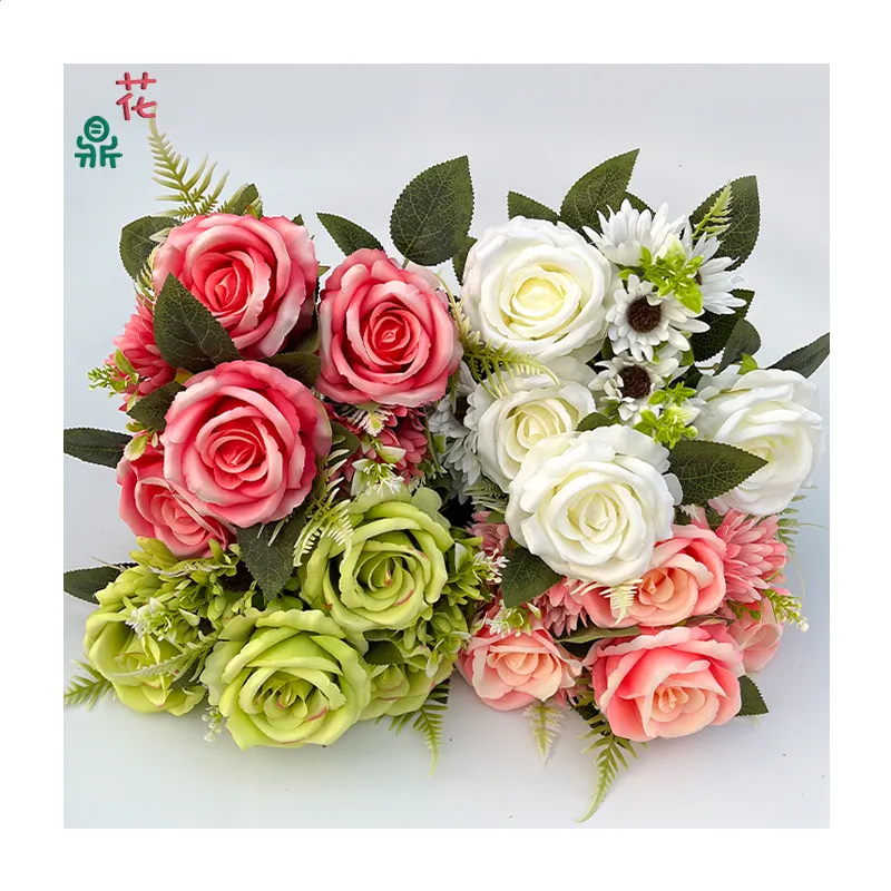 15 Xiangyang Rose High-End Hotel Background Wall Flower Decoration Artificial Flowers Photo Props Silk Flowers