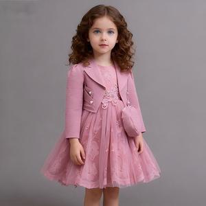 Gaun Princess anak perempuan, Set 2 potong dengan tas jaket gaya Eropa pesta ulang tahun gaun pesta dansa bunga untuk anak perempuan - Product Image 1