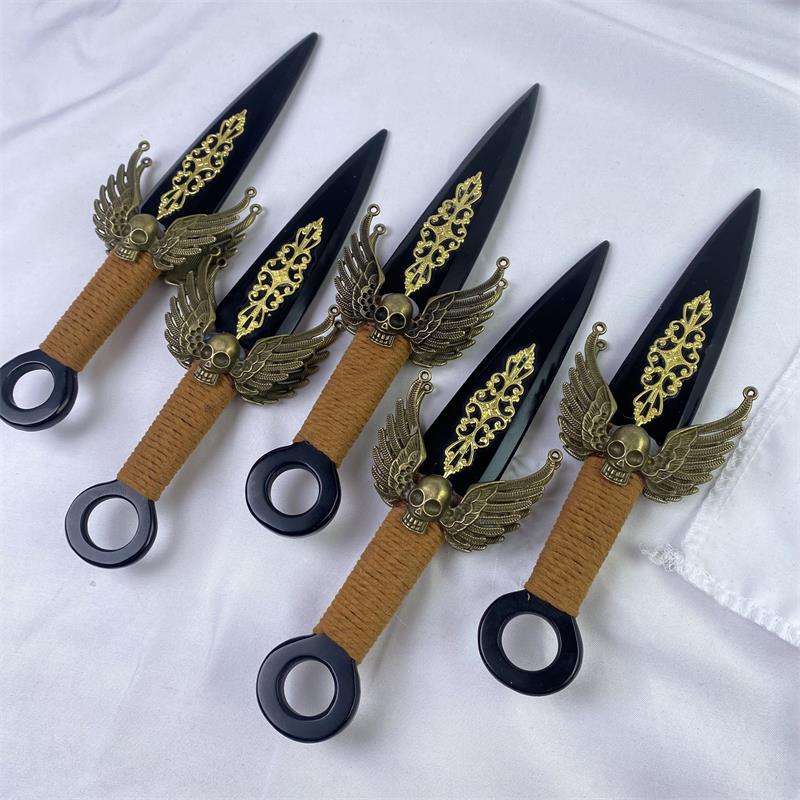 Wholesale natural high quality energy obsidian wings sword carvings healing black polished crystal <strong>dagger</strong> for <strong>gifts</strong> decoration - Product Image 1