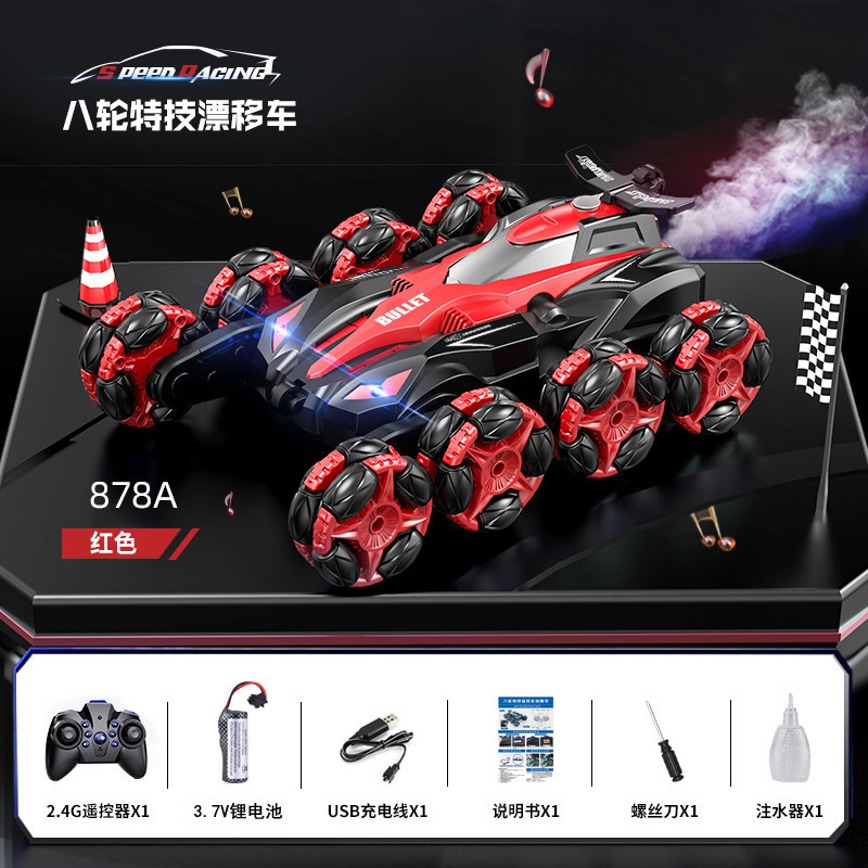 Coche teledirigido con spray 878A - Ocho ruedas - Rojo