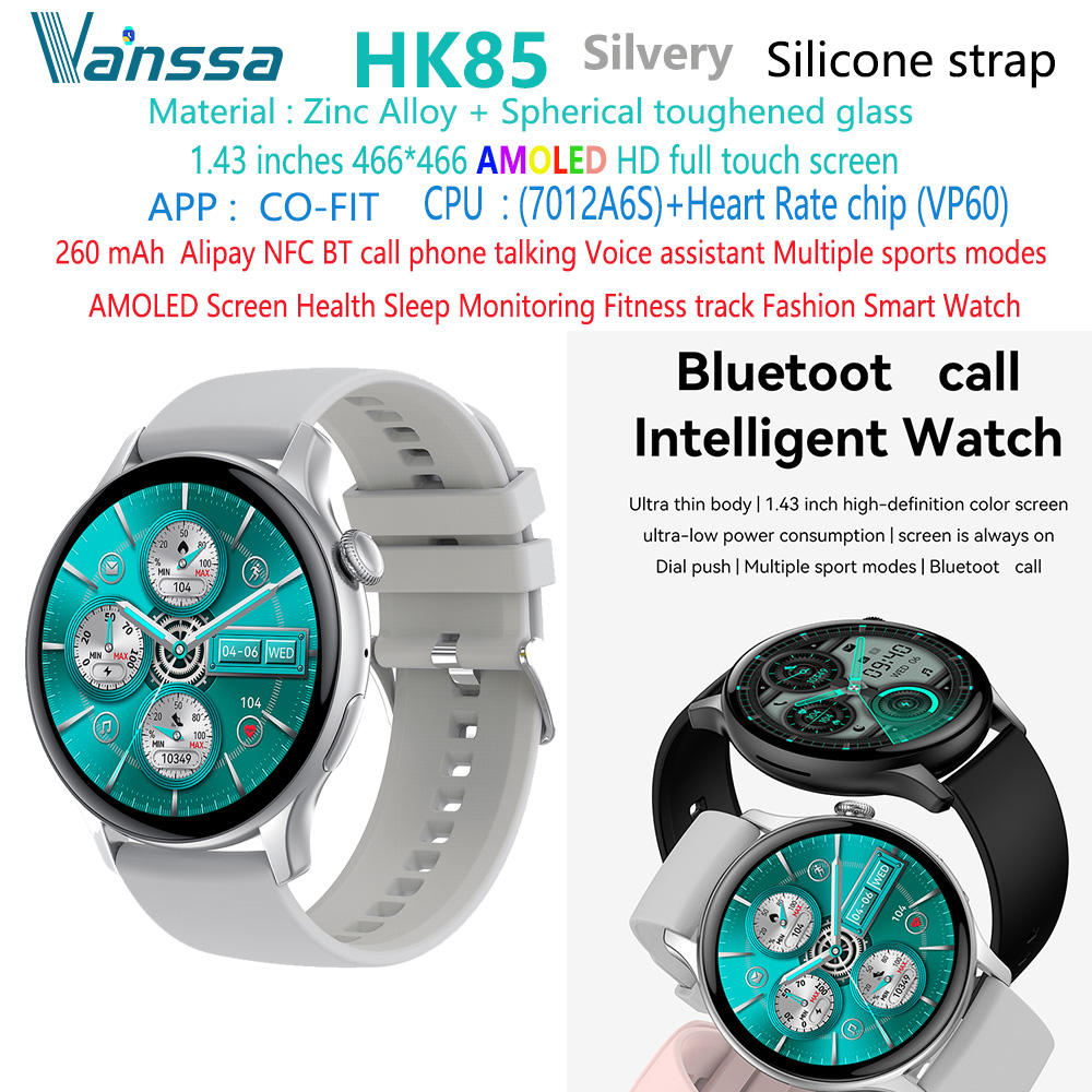 HK85-fashion-woman-men-sport-NFC-amoled-smart-watch Argent