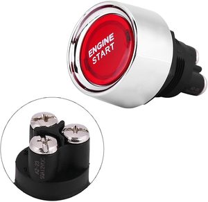 LEDライトカースタートエンジンボタンイグニッションスイッチを押す12V24Vレッドボタンセルフリセットワンキースタートスイッチモータースポーツ (オン) オフ - Product Image 5