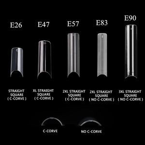 500 adet ABS temizle özel Logo tırnak ipuçları yarım kapak XXL XXXL konik kare olmayan hiçbir C eğrisi tabut Stiletto düz çivi kutu seti - Product Image 4