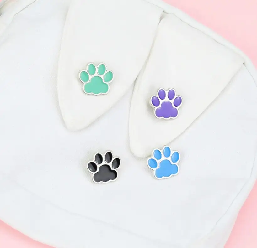 Customized cartoon Animal Paw Print School Mascot Enamel Lapel Pin,cats and dogs paw hard enamel pin badge promotion souvenir