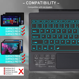 无线键盘7彩色背光可拆卸键盘，适用于Microsoft Surface Pro 4/5/6/7/7 + - Product Image 4