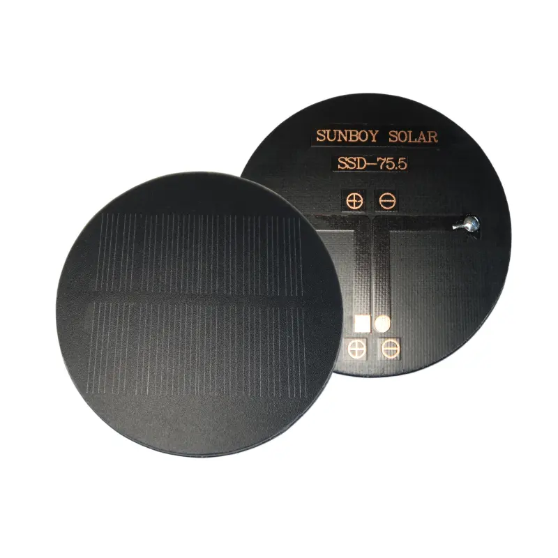 Sunboy Solar Vendas quentes 0.4 W redondo Módulo Solar fotovoltaico de silicone SS-75.5 Painel Solar 2 V PET Painel Solar para lâmpada solar LED