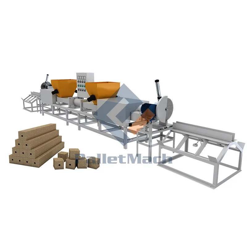 Línea de producción de máquina de fabricación de bloques de palés de madera Euro Máquina de proceso de bloques de palés de madera