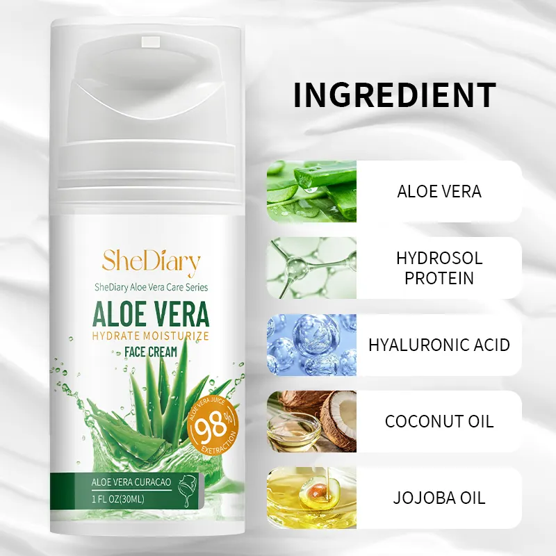 SheDiary Großhandel Gesichts creme 100% reine natürliche Aloe Vera mit Kollagen und Retinol beruhigende Feuchtigkeit creme für die Schönheit