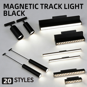 48V Linear <span class=keywords><strong>Track</strong></span> <span class=keywords><strong>light</strong></span> Einstellbare <span class=keywords><strong>LED</strong></span>-Lampe Magnets chiene <span class=keywords><strong>LED</strong></span>-Schienen leuchte Einbau leuchte Schwarz 2-Draht-Magnetschienen-Schienensystem - Product Image 1