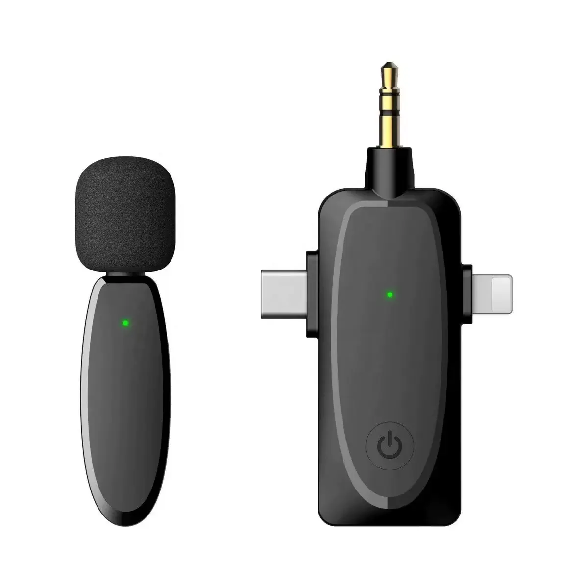 Microfono senza fili indossabile pro 3 in 1 registrazione microfono senza fili per il telefono cellulare del pc