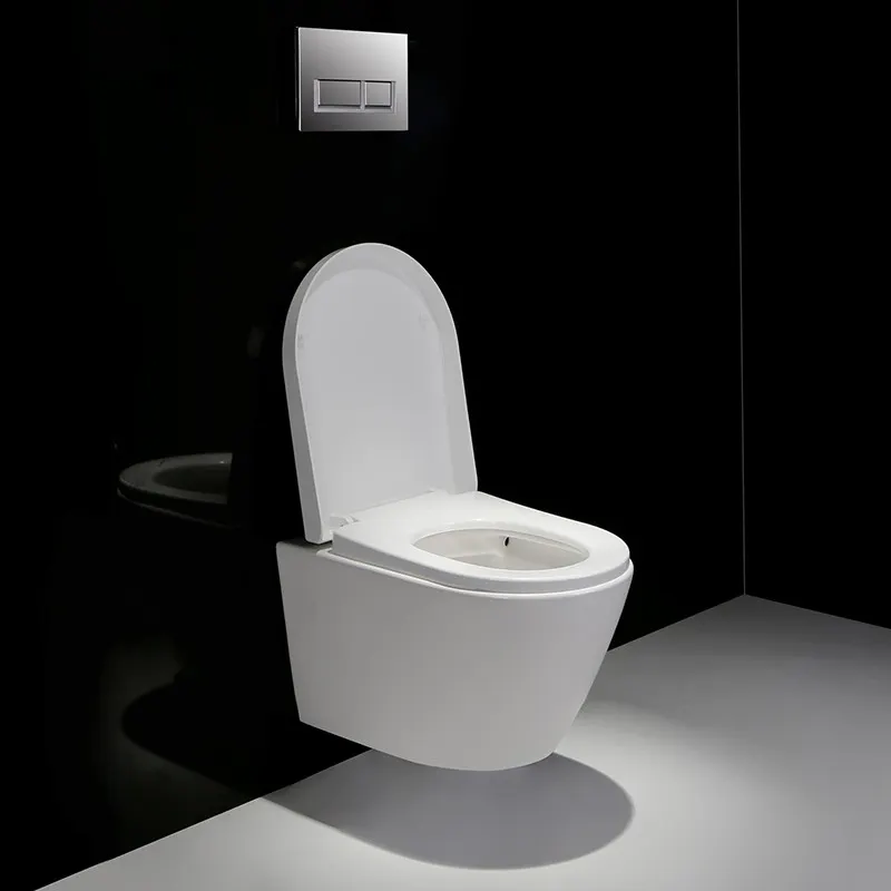 Badezimmer Luxus weiße Keramik Wand reihe Toilette Spülung Tankless Wände hängen Wc Sanitär ware Randlos montierte schwimmende Toilette