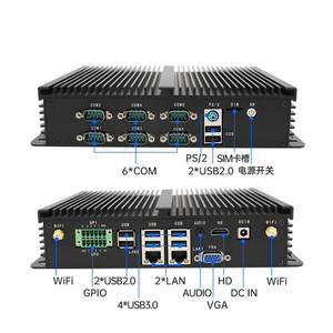 深セン産業用PCi5 5200U i7 5600U産業用ミニWindowsPC 6 COM2デュアルLAN Win10ファンレスミニ産業用PC
