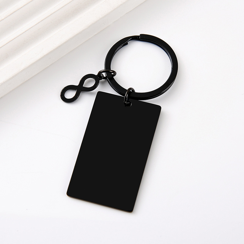 Porte-clés rectangulaire infini avec logo, 45x27mm - Noir