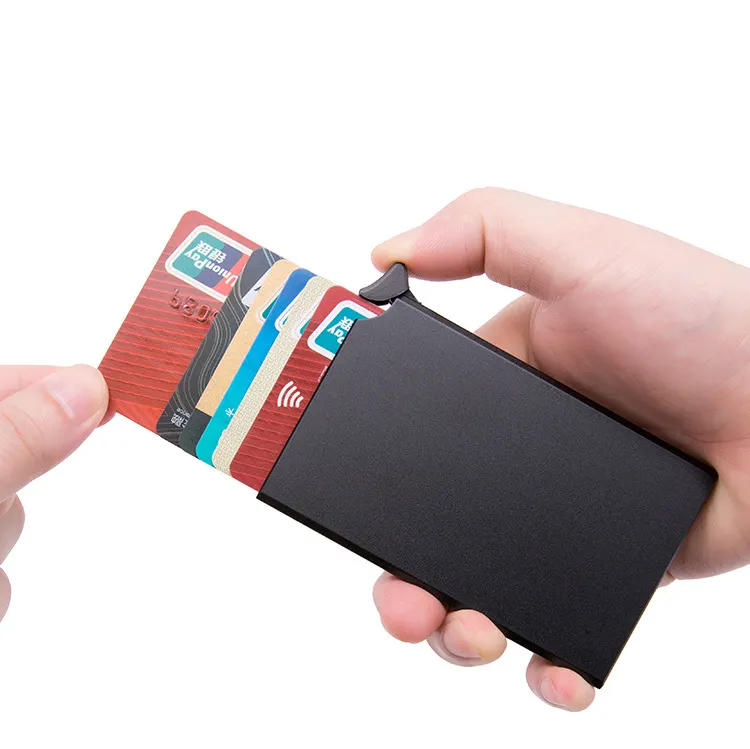 안티 스캔 슬림 포켓 금속 지갑 RFID 차단 자동 팝업 알루미늄 신용 카드 홀더 지갑