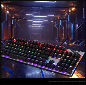 Teclado ergonómico para juegos con cable mecánico RGB de 104 teclas, ratón, Accesorios de ordenador, Compatible con PC/ordenador portátil/escritorio óptico en inglés