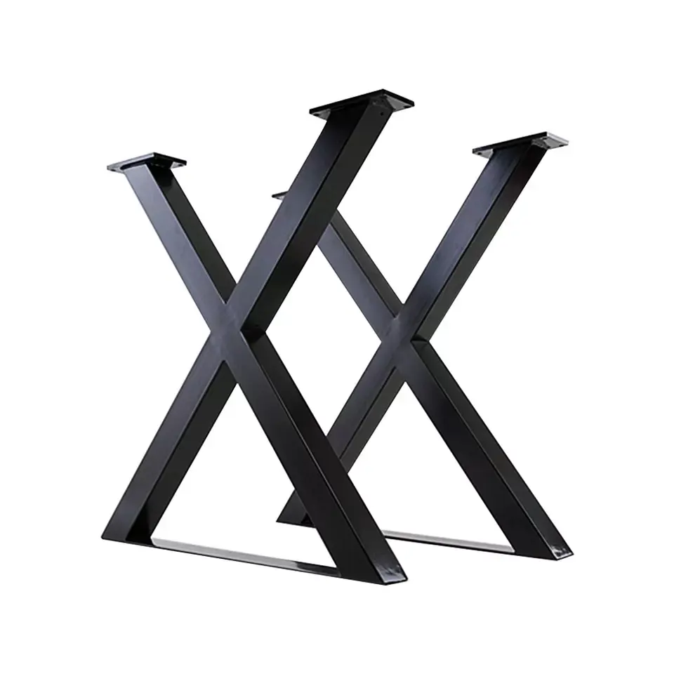 Gambe per mobili gambe per tavolo in acciaio nero X Base per tavolo da pranzo in ghisa gambe in metallo in ferro battuto per panca da tavolo