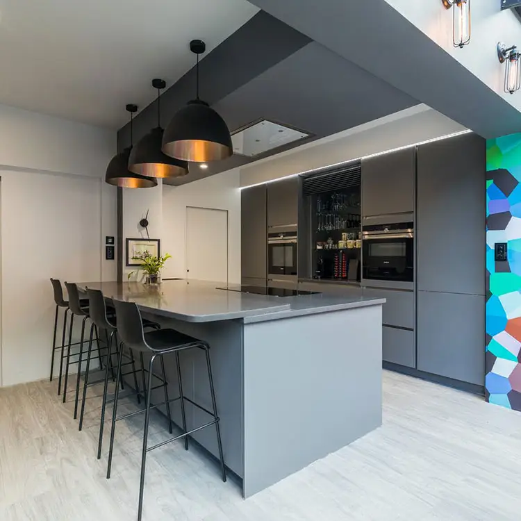 Gray Black White Solid Wood Designs Modern Kitchen Cabinet