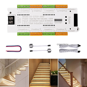 LED階段ライトコントローラー32CH 5V/24Vモーションセンサーと手動スイッチ8A出力ステアケースライト用 - Product Image 3