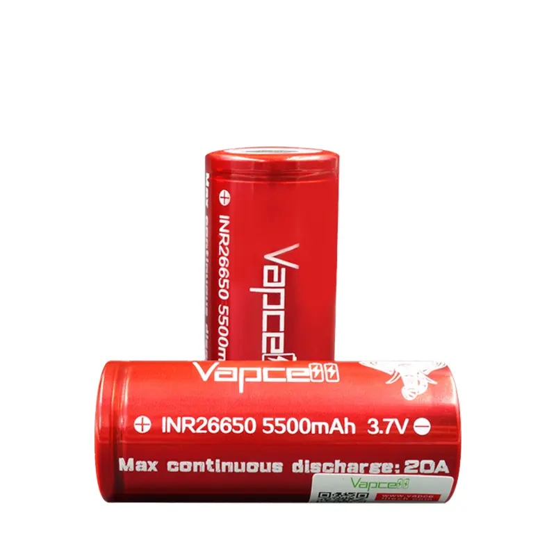 Vapcell 26650 5500mah 20A red battery 3.7V Li-ion battery high drain vapcell 26650 5900mah for led flashlight