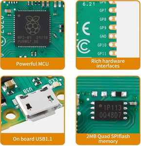 2 pezzi rpberry Pi Pico scheda di sviluppo RP2040 Dual-Core per braccio corteccia M0 + processore 133 MHz supporta 2MB Quad SPI - Product Image 3