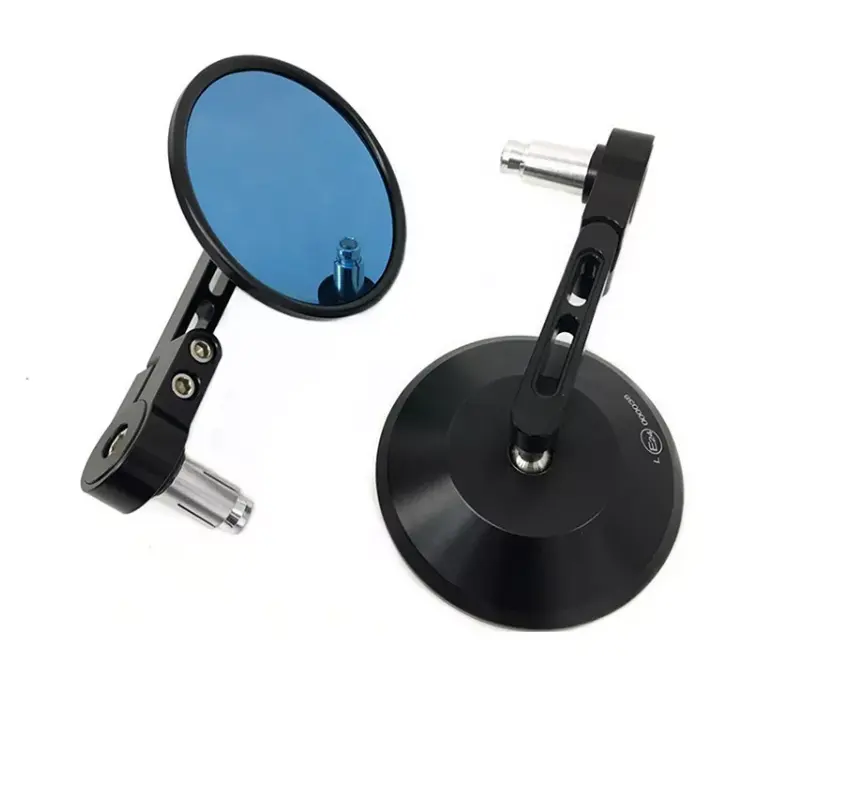 M8M10 22mm Motorcycle Mirror High Quality CNC Black Rear view Round Rotatable 360 degree Adjustable Angle Handlebar Side Mirror