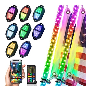 NEWWIND Aluminum Whip Light APP Control Chasing Strobe Stack <strong>LED</strong> Whip With 4/<strong>6</strong>/8Pod Rock Light <strong>Kit</strong> for UTV ATV Polaris Off Road - Product Image 1