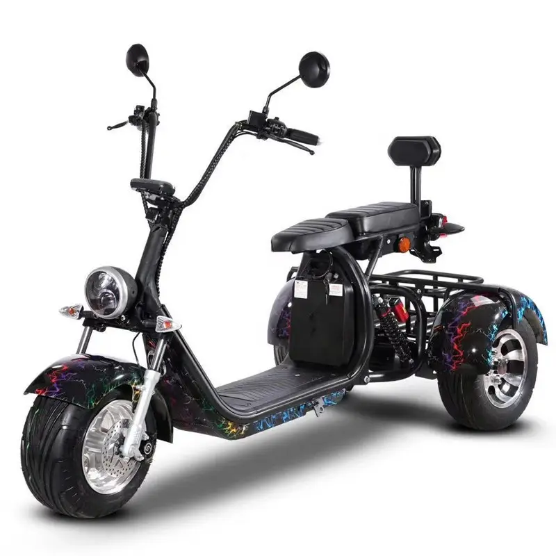 דואר ירוק קטנוע שלושה גלגלי צמיג גדול trike טרקטורונים תלת אופן למבוגר citycoco 3 גלגל קורקינט חשמלי 1500w/2000w