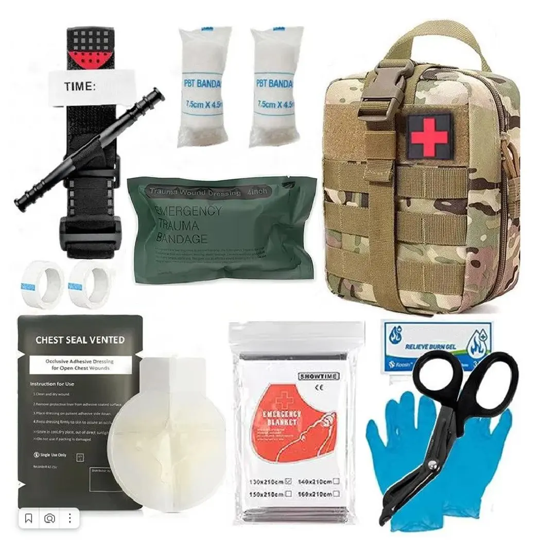 Firstime-Kit de primeros auxilios táctico de supervivencia al aire libre, bolsa de emergencia, Kit de Trauma con yeso tónico hemostático y torniquete