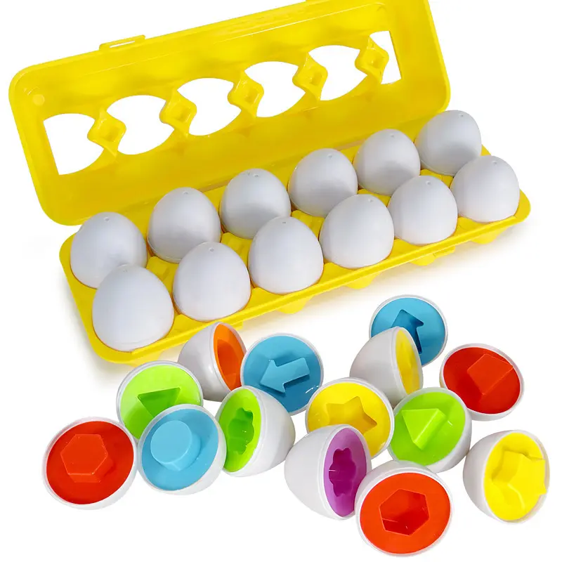 Zhorya ของเล่นเพื่อการเรียนรู้ด้านประสาทสัมผัส12ชิ้นของเล่นไข่จับคู่รูปร่าง