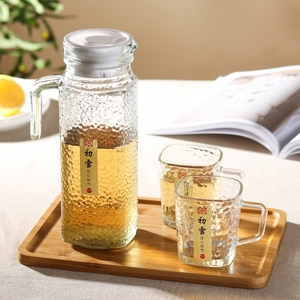 <span class=keywords><strong>1L</strong></span>広口茶冷水ミルクガラスピッチャーボトルプラスチックフリップふた付きガラスセットバルクセール