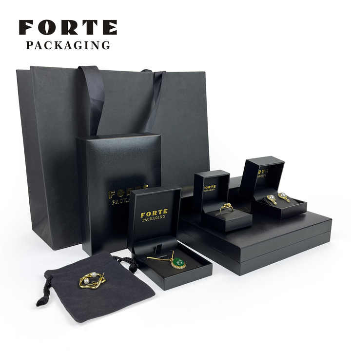 Leatherette Paper Jewelry Packaging Ring Boxes Jewellery Display Necklace Custom Velvet Package Whol