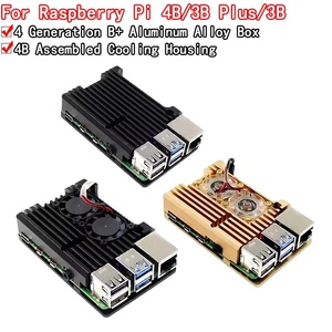 Per Raspberry Pi 4 3 modello B 3B Plus custodia in alluminio con doppia ventola di raffreddamento guscio metallico per RPI Raspberry Pi 4 3 modello - Product Image 3