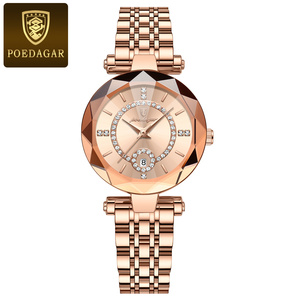 POEDAGAR 726 orologi al quarzo di lusso per signore diamanti di alta qualità <span class=keywords><strong>in</strong></span> acciaio inox cristallo quadrato antico semplice ODM