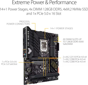 耐久性のあるASUS TUFゲームZ690-Plus ATX Intel Z690 DDR5 6000 + PCIe 5.0安定したゲーム & ストリーミング用 - Product Image 6