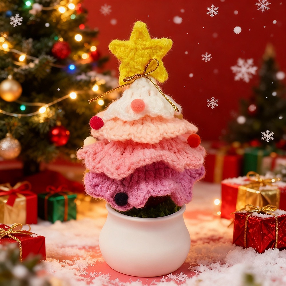 Christmas tree potted plant-small white basin-gradient powder