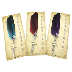 Großhandel Retro-Europäischer Stil Federstift Tauchteservice für Unternehmertums-Geschenkset hochwertige Federstift-Nutte mit Metall 5 zusätzliche Nippel - Product Image 3