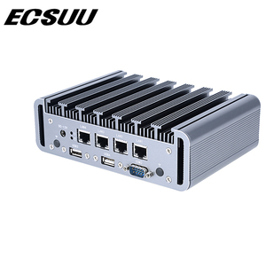 ファンレスインダストリアルミニPC I3 I5 I7 6 LAN RS232埋め込みファイアウォールソフトルーター薄型クライアントX86ミニコンピュータ - Product Image 1