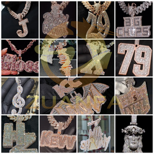 Sang Trọng Thư Mặt Dây Chuyền Hip Hop Đồ Trang Sức Iced out Kim Cương Mặt Dây Chuyền Vvs Tùy Chỉnh Baguette Moissanite Ban Đầu Thư Mặt Dây Chuyền - Product Image 5