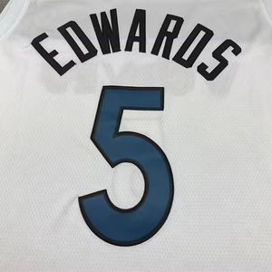 เสื้อเจอร์ซีย์บาสเก็ตบอลแบบอเมริกันปักลายเสื้อเจอร์ซีย์ใหม่ #5เสื้อเจอร์ซีย์สีดำสีขาวดำปี2024