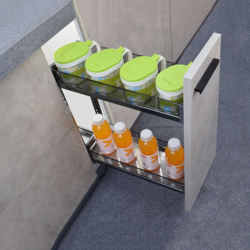 Popular Multi-functional Pull Out Soft Closing Kitchen Cabinet Accessories Drawer Seasoning Basket