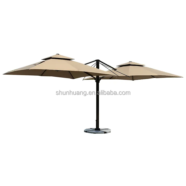 Durable design double top outdoor furniture two sides rainproof umbrella for garden use