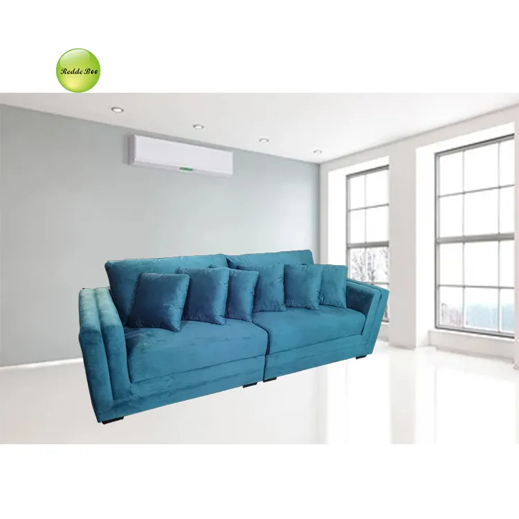 Alta qualidade personalizado moderno multi-funcional luxo azul creme veludo sofá mobiliário para o quarto