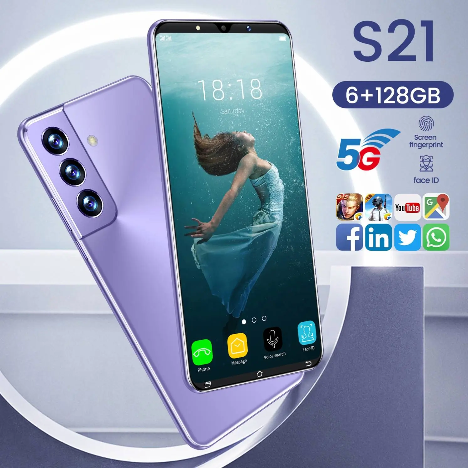 Новые мобильные телефоны S21 по низкой цене, 5,3 дюймовый маленький экран, смартфон 16 + 512 ГБ, большая память, Android разблокированный смартфон