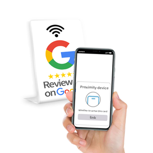 Benutzer definierte Business Qr Code 100mm Acryl Transparent Holz Deutsch Druck Nfc Technologie Google Reviews Card