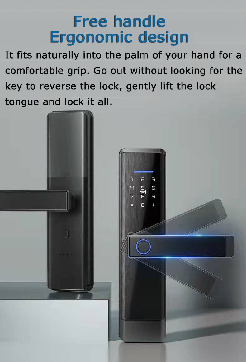 New Smart Digital  Home Tuya Wifi/ BLE Ttlock App Waterproof Biometric Fingerprint Password Key Card Smart Door Lock