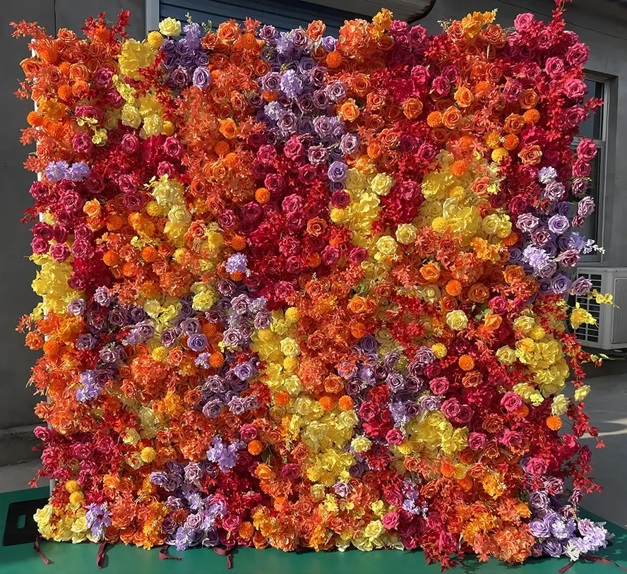 Tissu orchidée rose colorée K22 5D enroulable de fleurs artificielles accrochage mural plantes vertes décor de toile de fond de mariage accessoires de fête d'événement