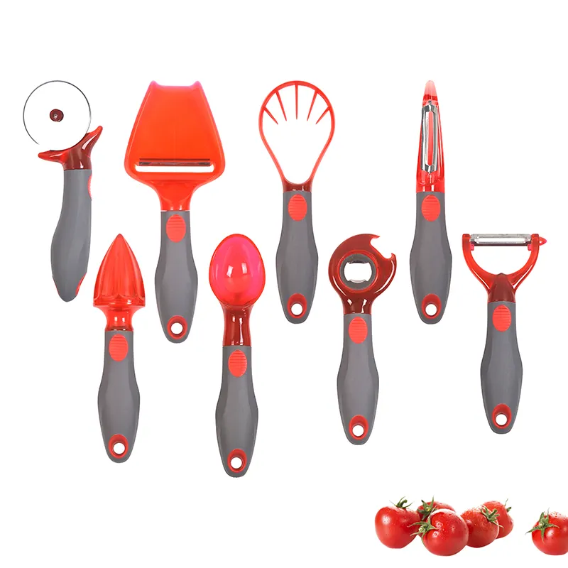 2023 accessori da cucina gadget utensili per frutta e verdura Set di gadget da cucina in plastica colorata con supporto